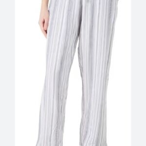 Dash Blue and White Striped Loose Fit Linen Pants With Pockets Size XL